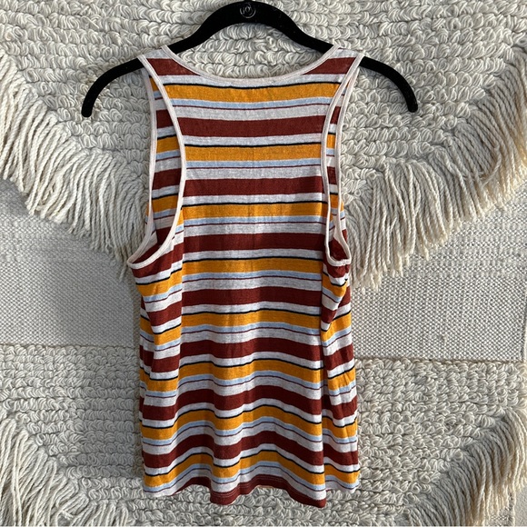 FRAME sunrise multi striped linen tank top S - Picture 6 of 10